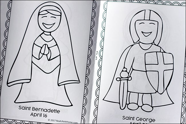 Free printable saints coloring book for april