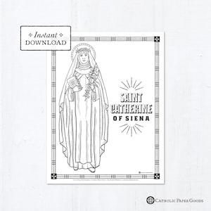 Catholic coloring page saint catherine of siena catholic saints printable coloring page digital pdf download now