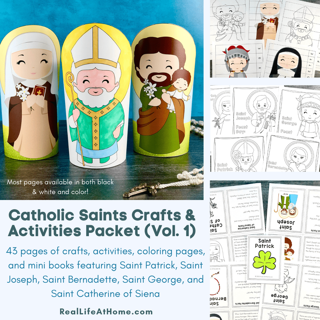 Catholic saints crafts and activities packet for kids vol