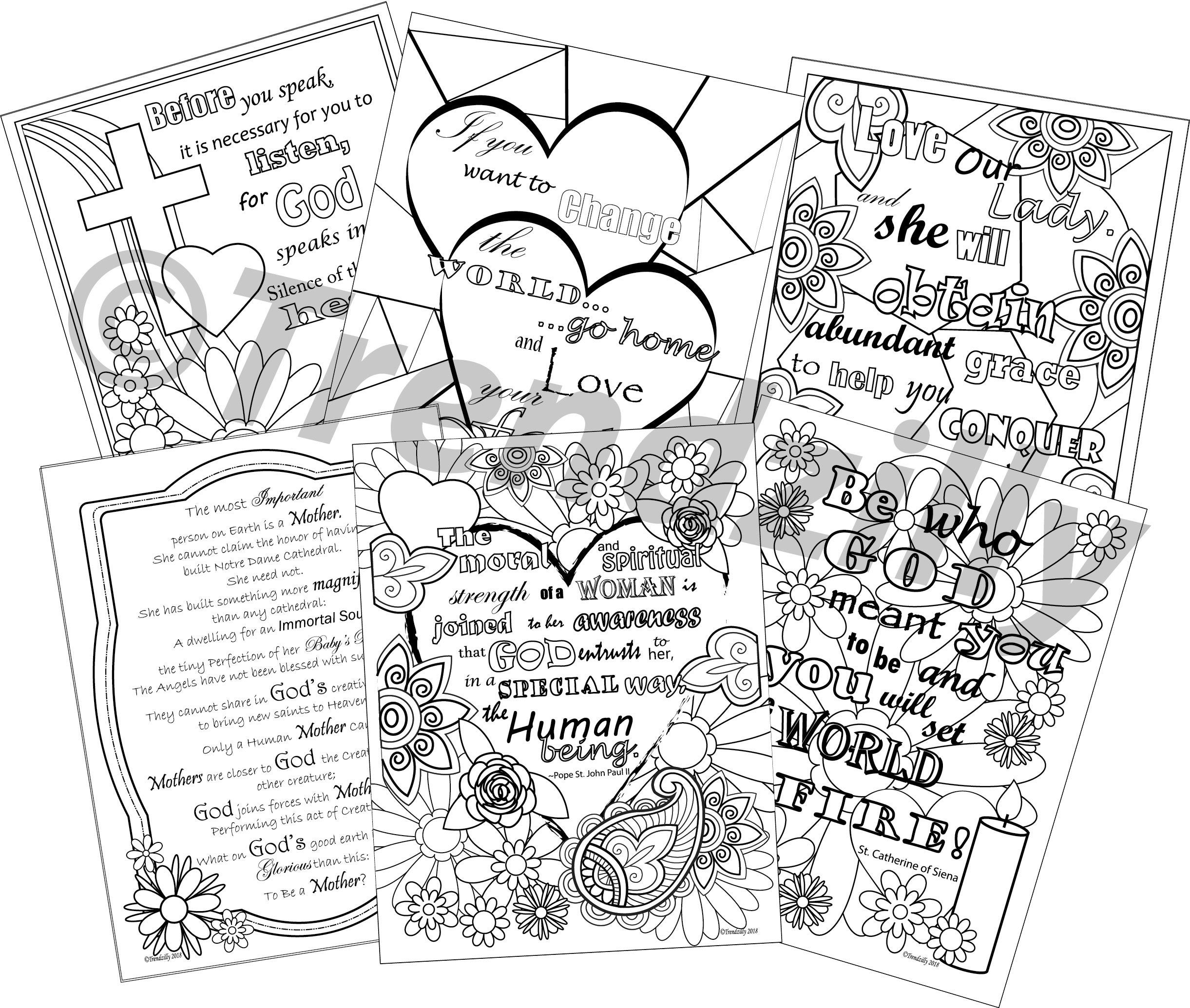 Coloring book for mothers adult coloring book inspirational coloring page saint quotes printable coloring pages mothers inspirational