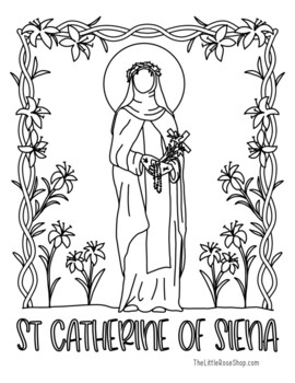 St catherine of siena coloring page printable by the little rose shop