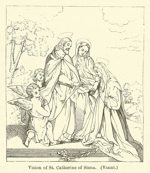 Vision of st catherine of siena vanni engraving