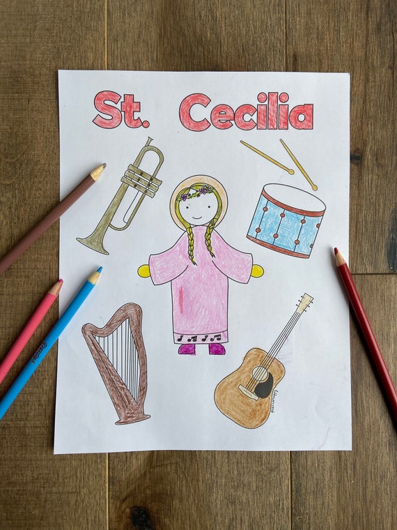 St cecilia music class coloring page sheet liturgical year catholic resources for kids lazy liturgical feast day holiday prayer activity