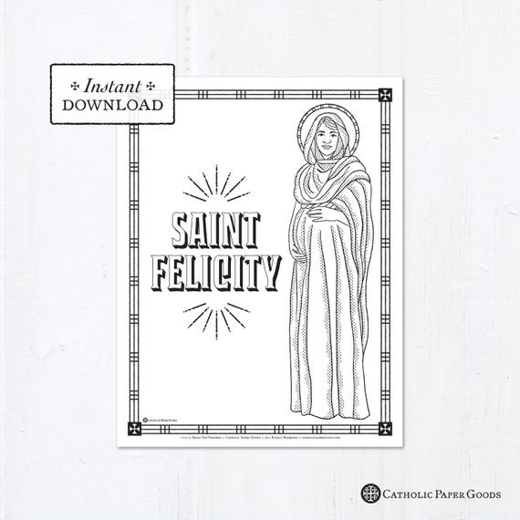 Catholic coloring page saint felicity catholic saints printable coloring page digital pdf