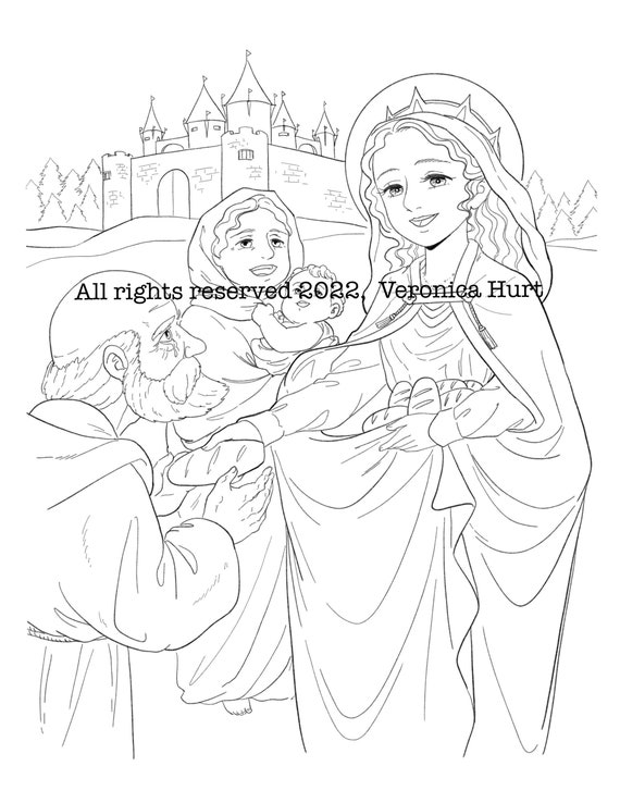 St elizabeth of hungary catholic coloring page for kids and adults