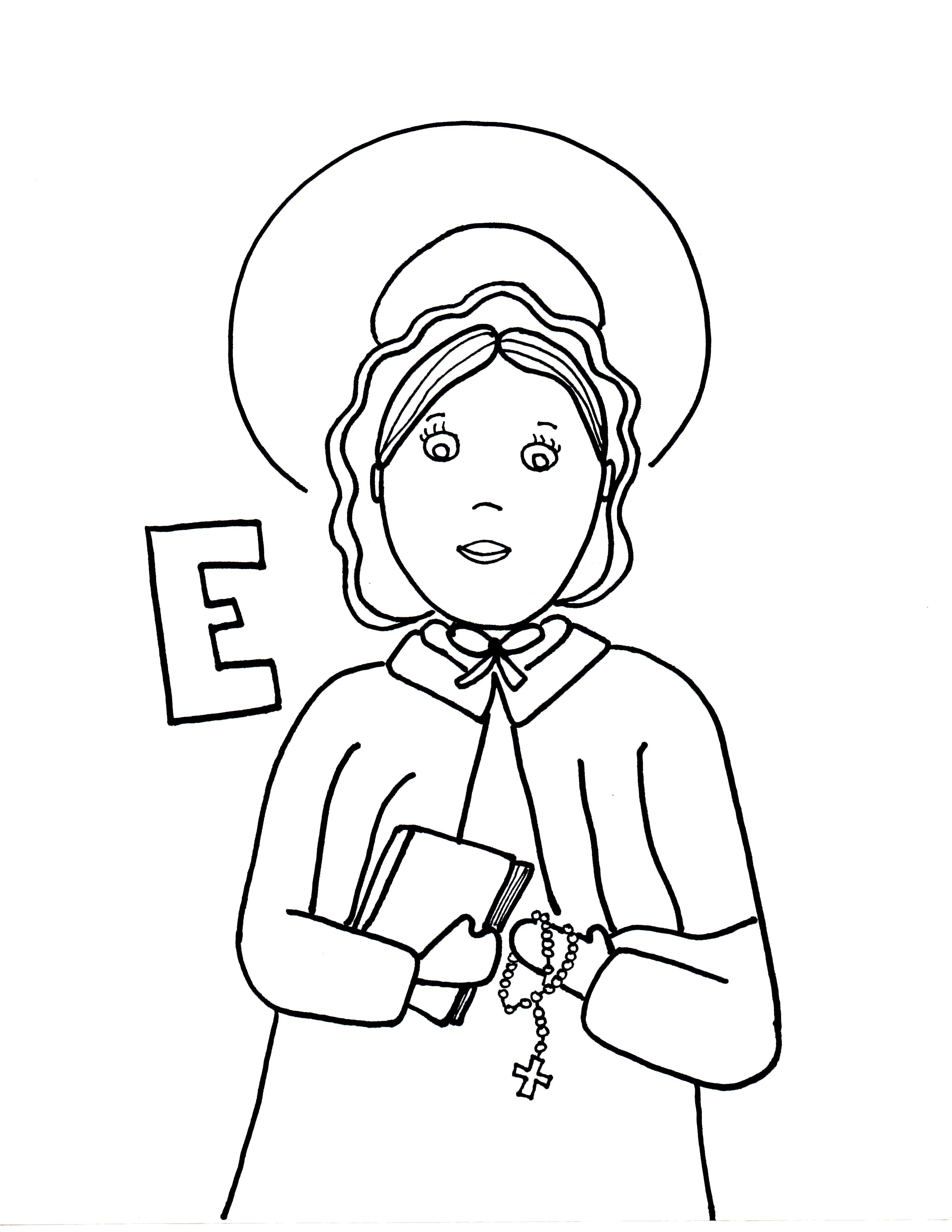 E is for st elizabeth ann seton saints to color