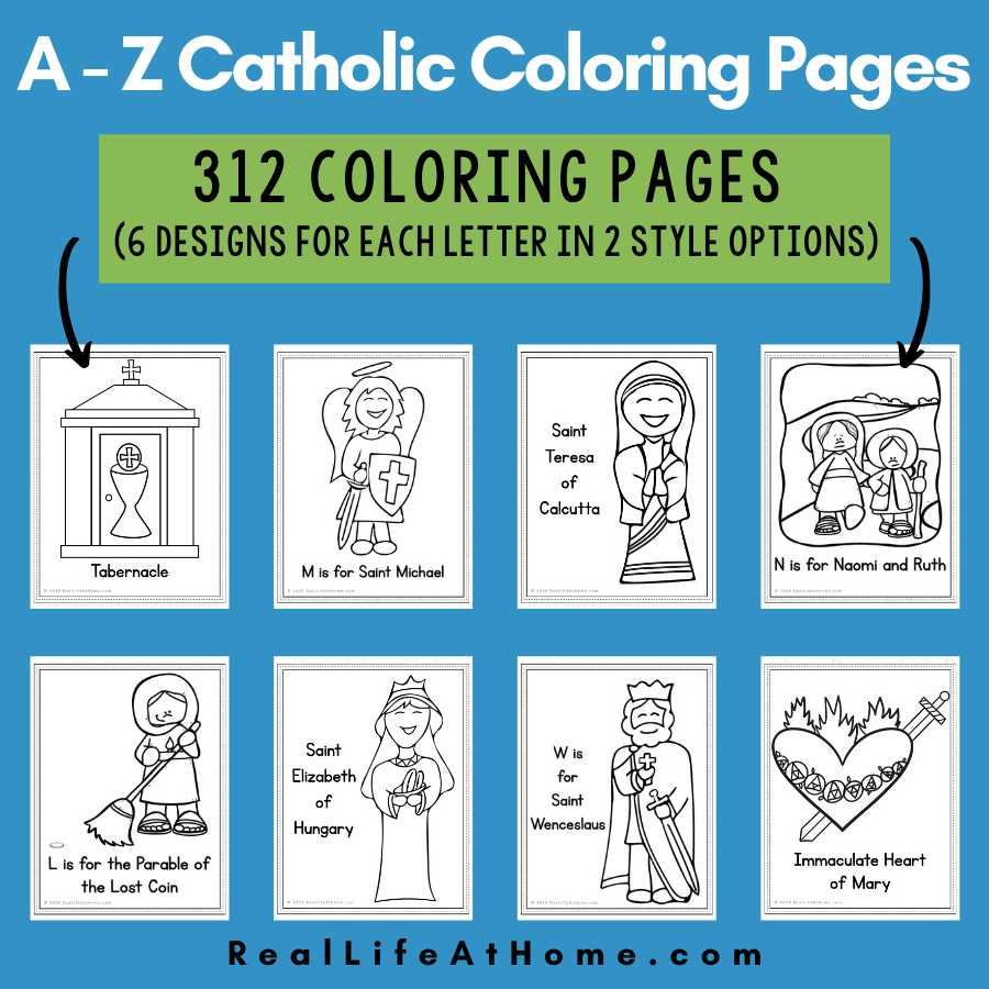 Catholic coloring pages bundle for a â z coloring pages