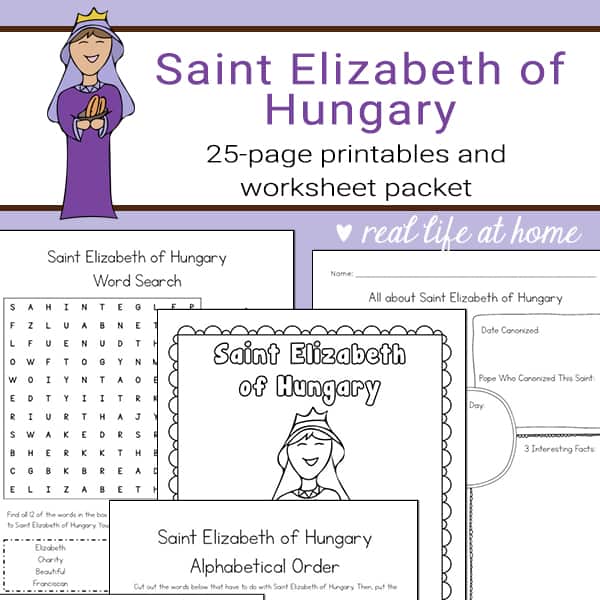 St elizabeth of hungary printables and worksheet packet