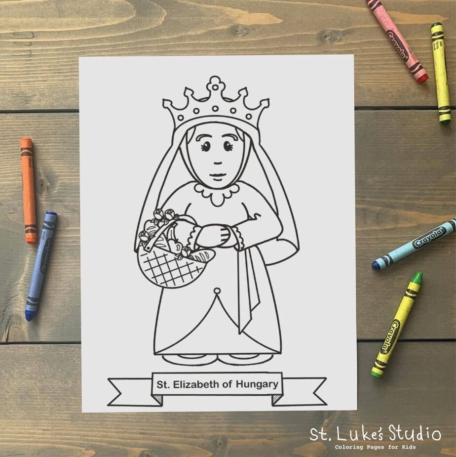 St elizabeth of hungary coloring page for catholic kids digital download print yourself and color