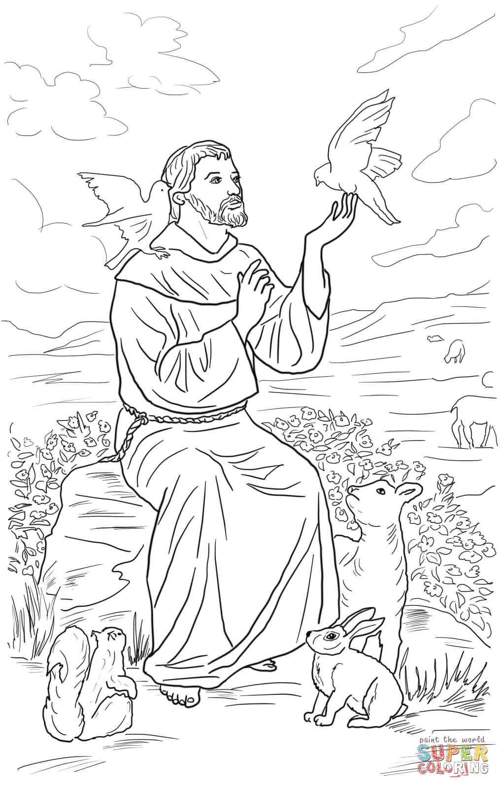 Saint francis of assisi coloring page free printable coloring pages