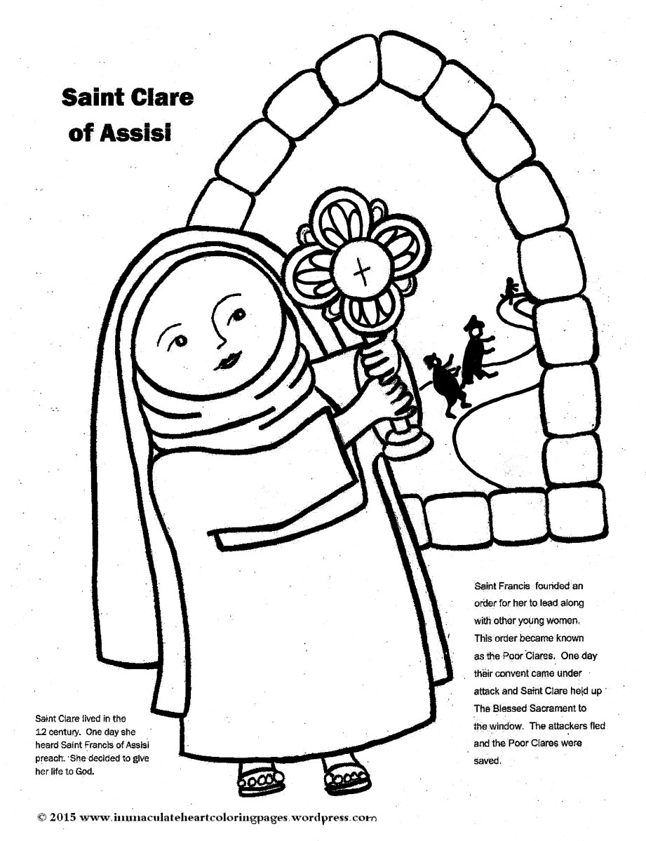 Saint clare of assisi coloring page â immaculate heart coloring pages