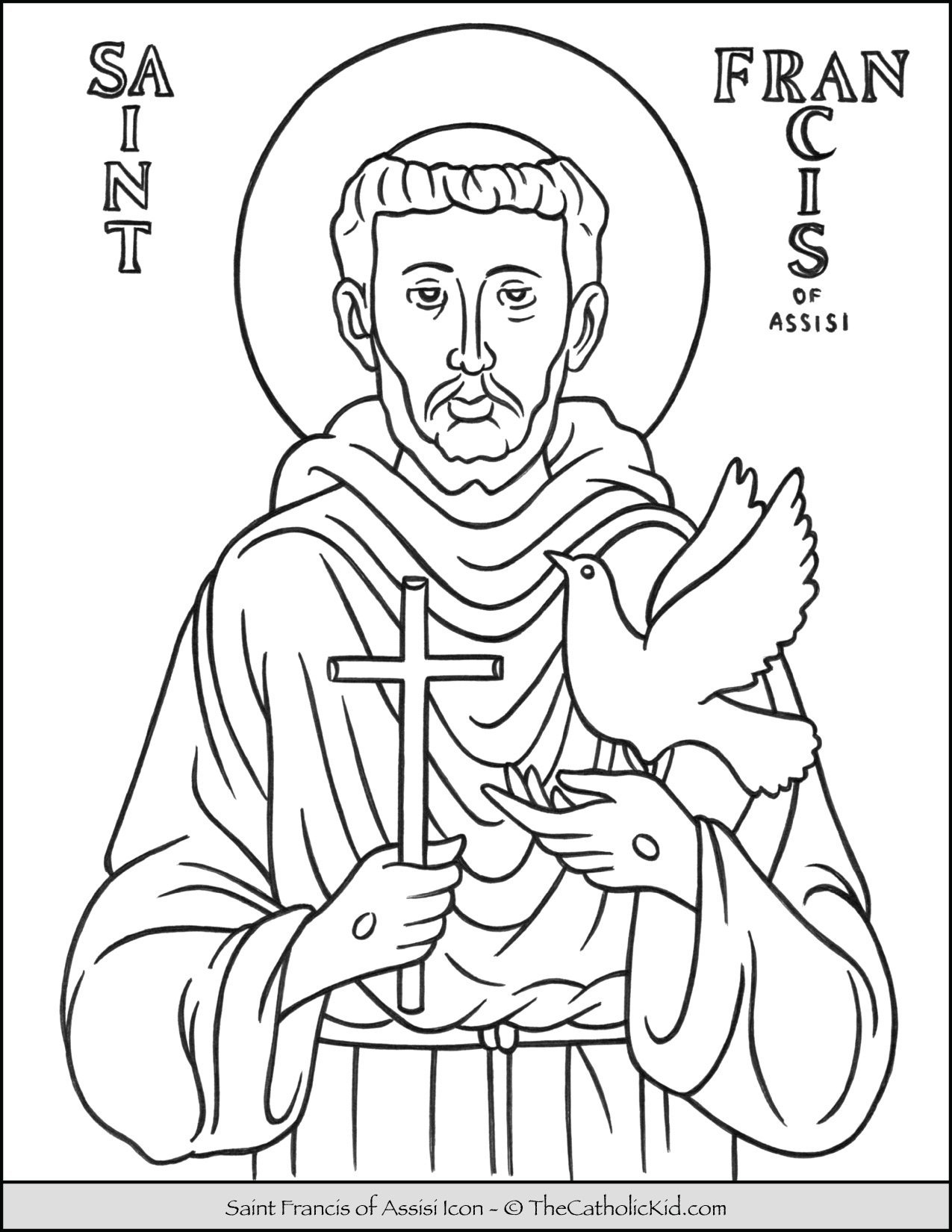 Saint francis of assisi icon coloring page