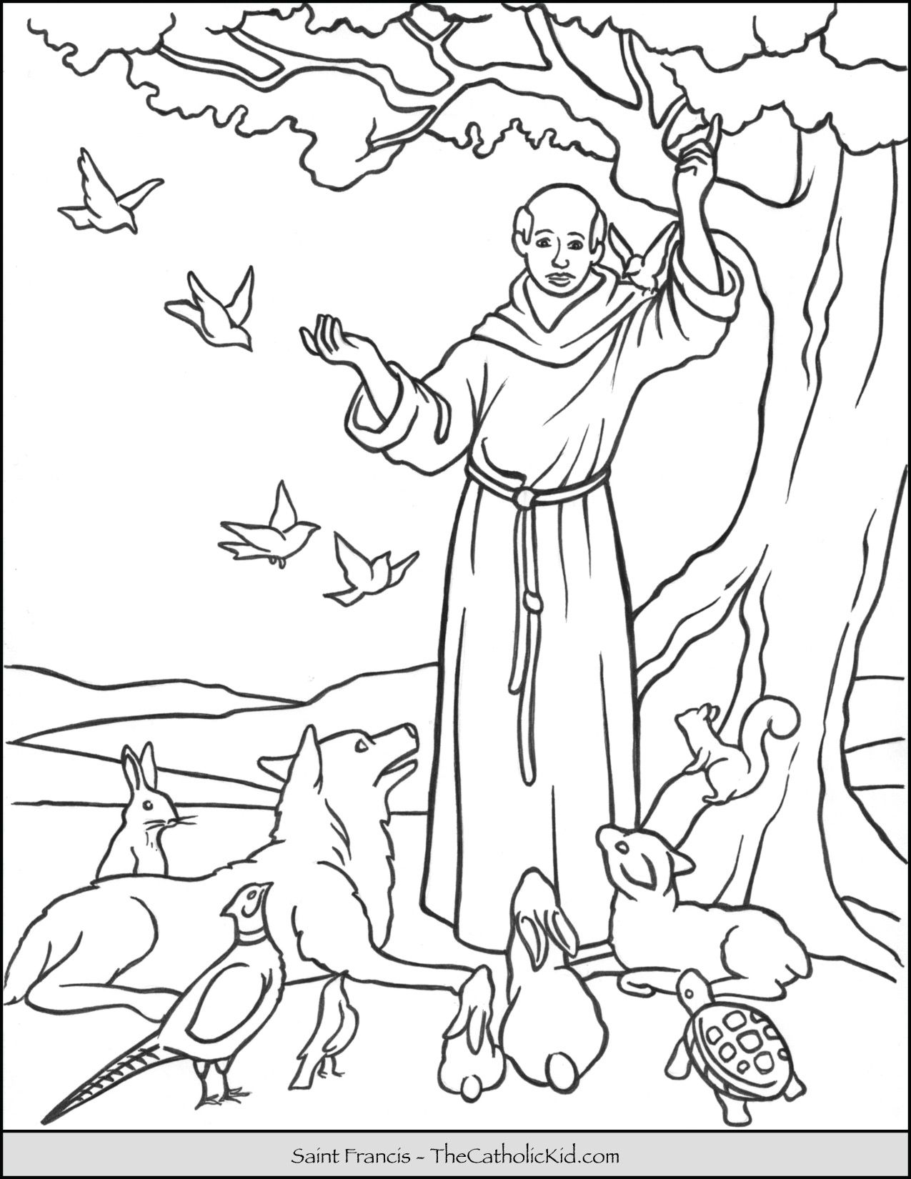 Saint francis blessing animals coloring page blessing of the pets animal coloring pages saint coloring coloring pages