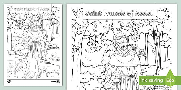 Saint francis of assisi colouring page teacher made