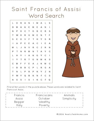 St francis of assisi printables and worksheet packet