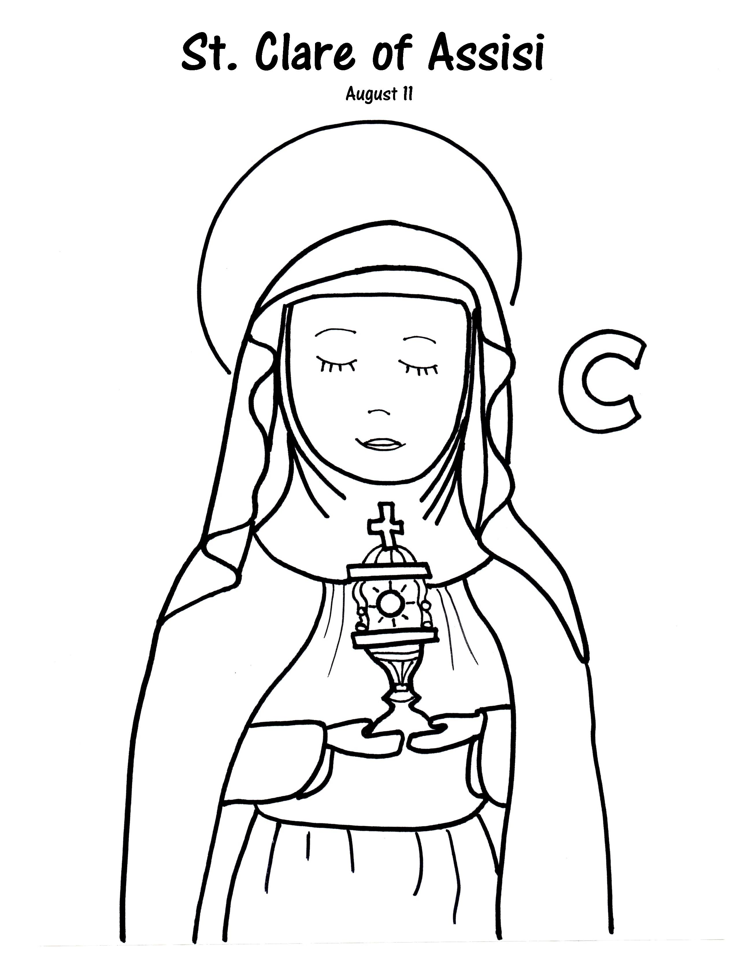 C is for st clare saints to color