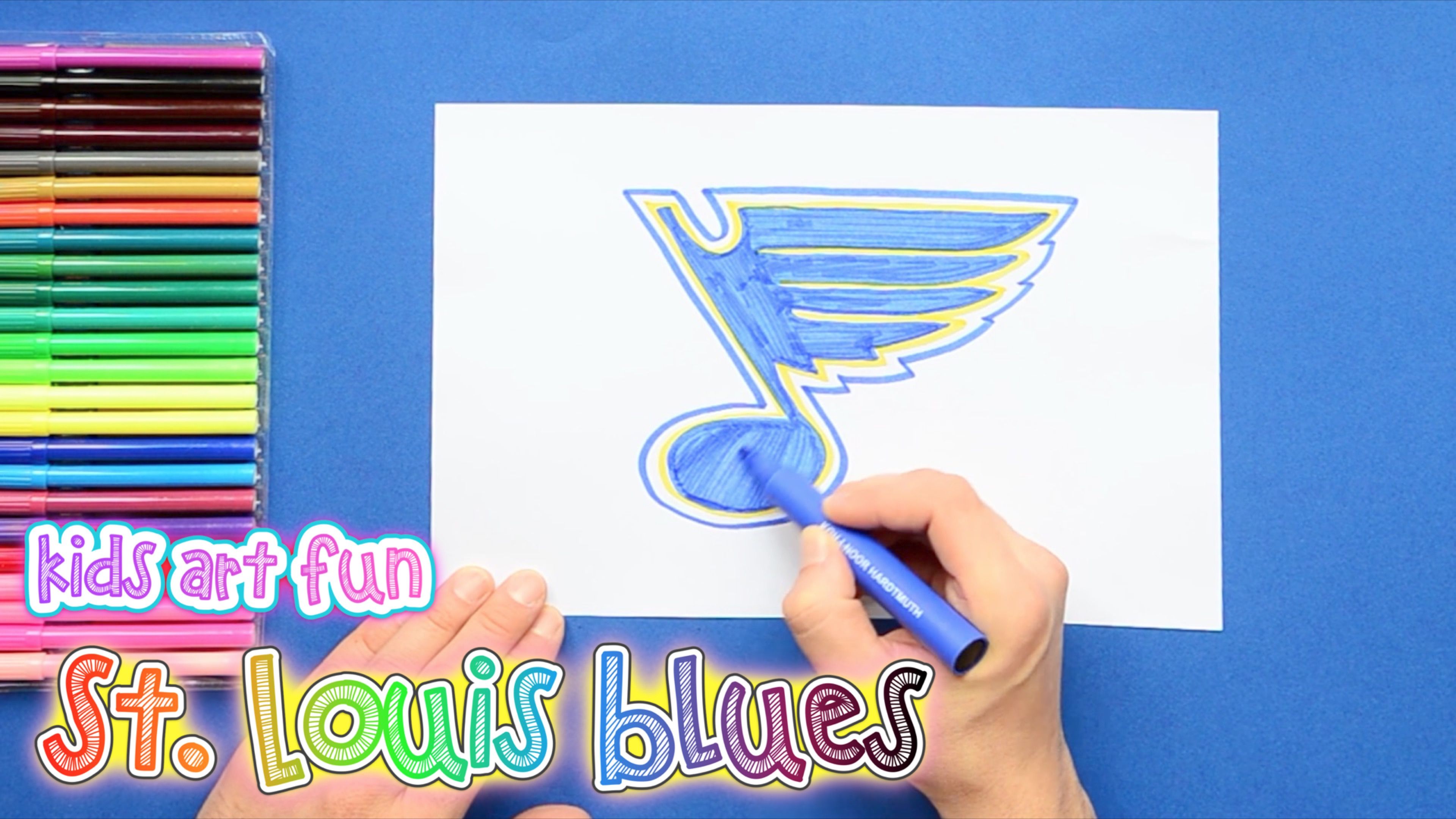 How to draw and color the st louis blues logo