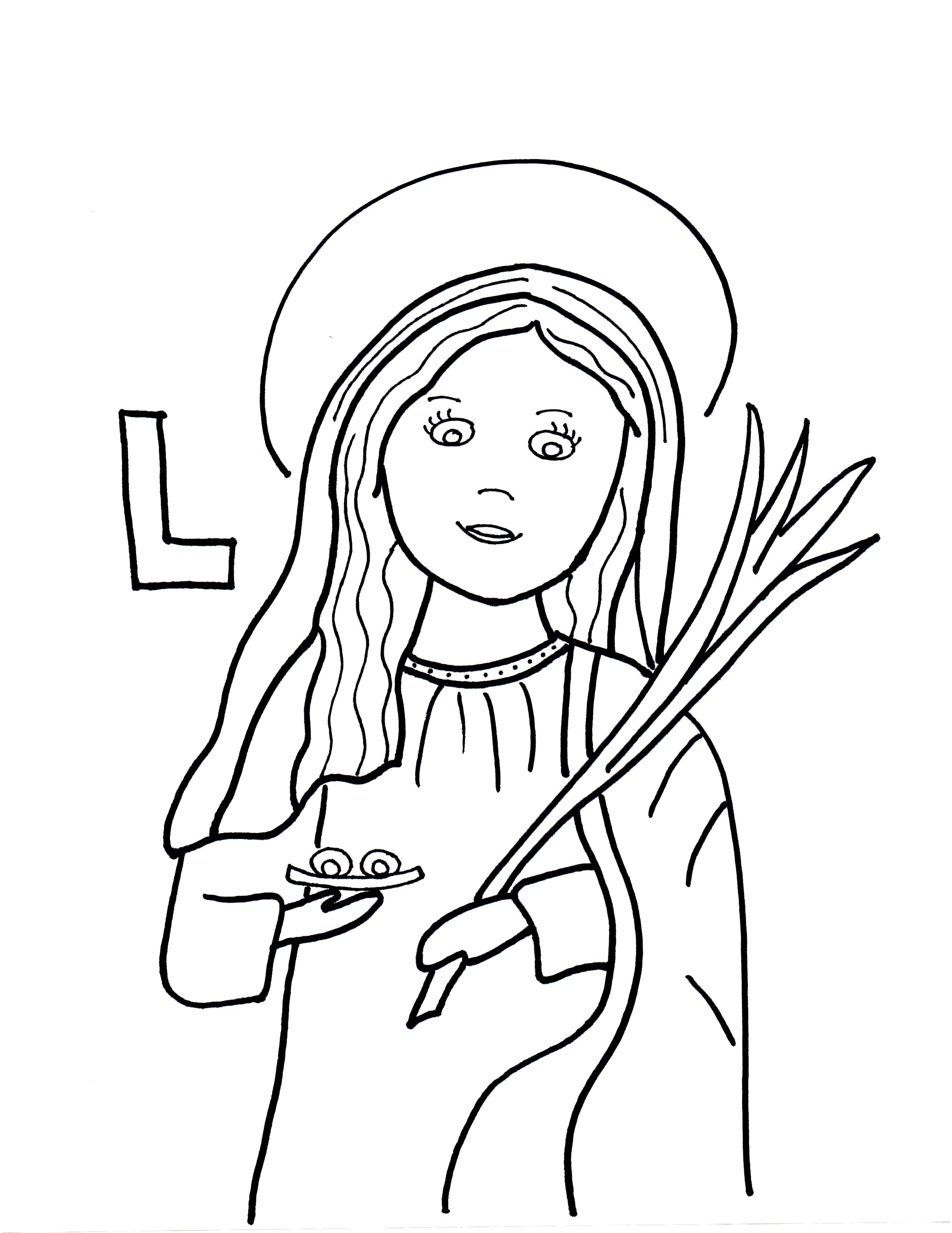 L is for st lucy saints to color