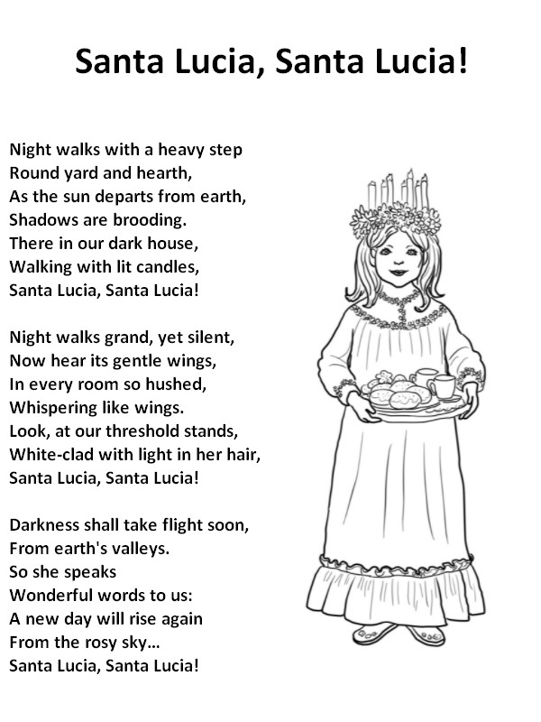 Coloring page saint lucys day song lyrics english