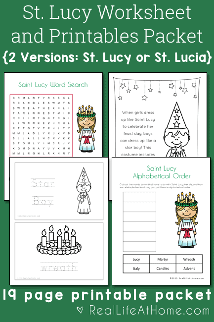 Saint lucy printables and worksheet packet with st lucia version