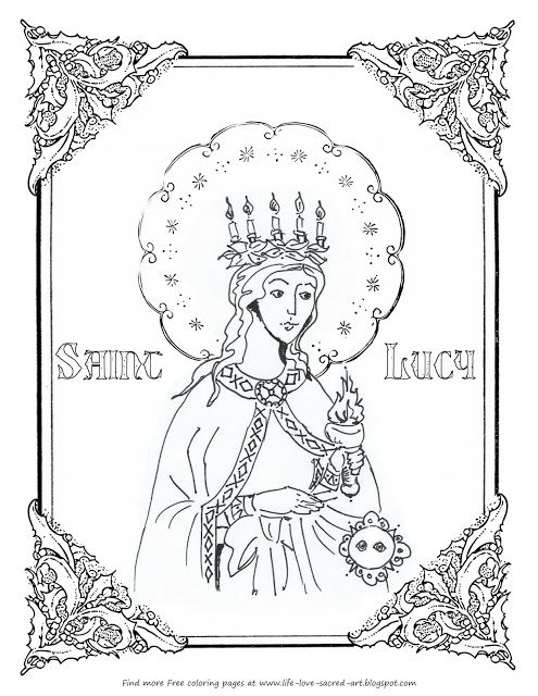 Free st lucy coloring page coloring pages catholic coloring saint lucy