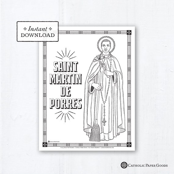 Catholic coloring page saint martin de porres catholic saints printable coloring page digital pdf