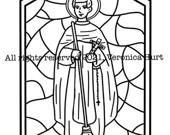 Saint martin de porres catholic stained glass coloring page november saint for kids