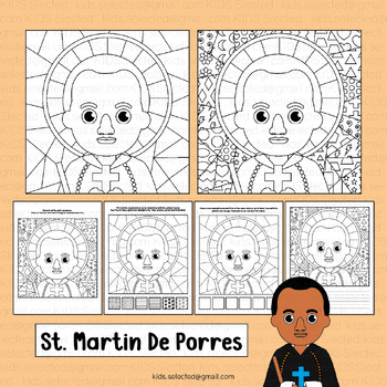 St martin de porres activities catholic saints coloring pop art math board write