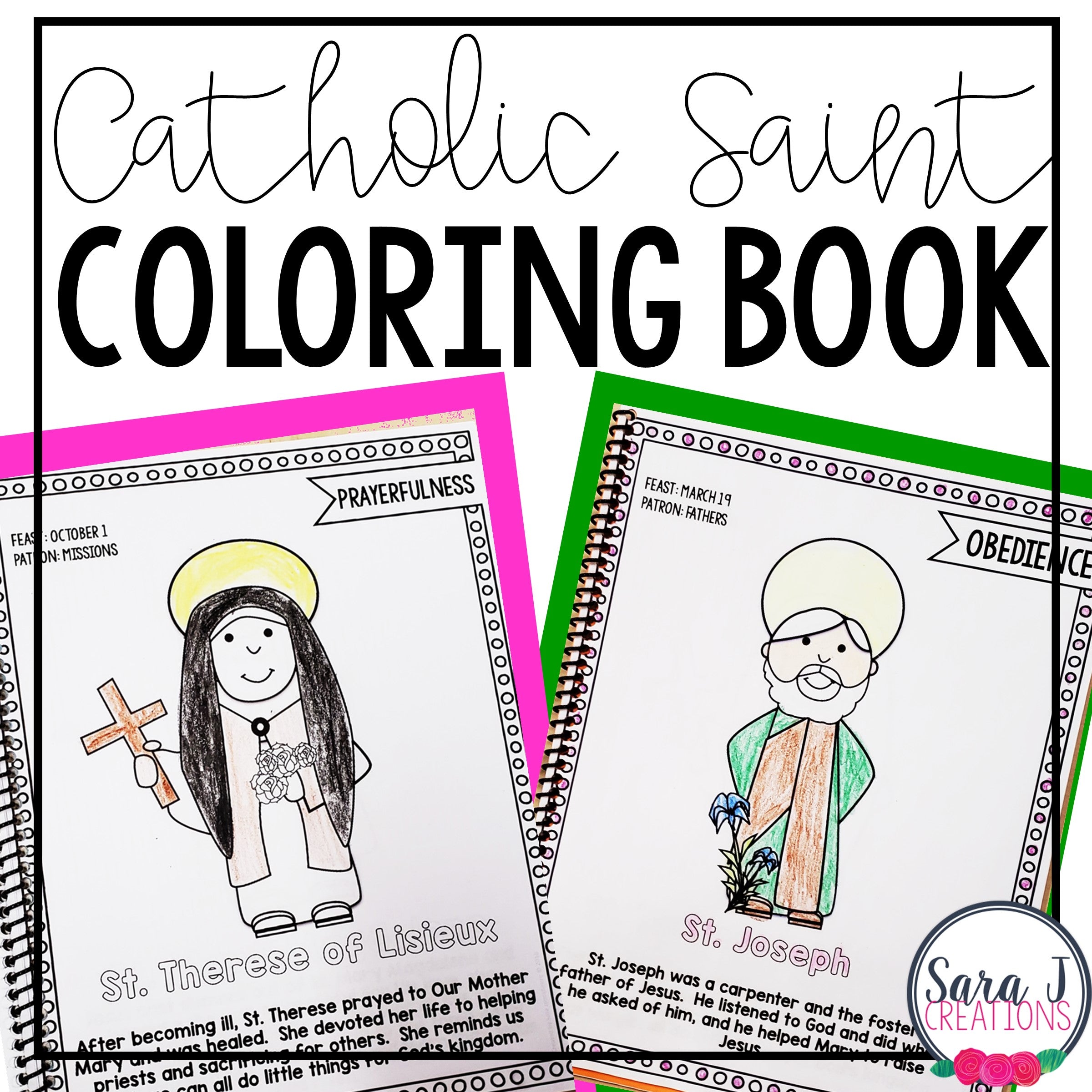 Catholic saints coloring book â sara j creations