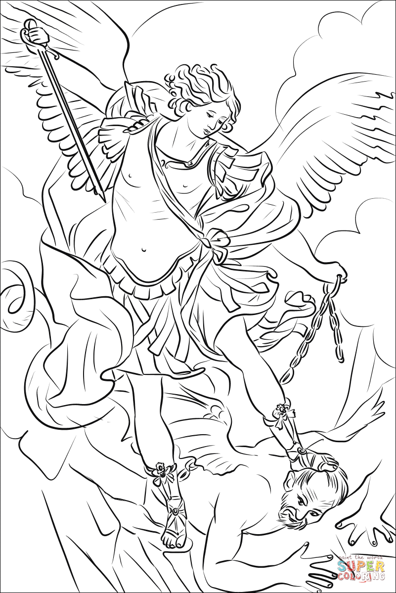 Saint michael coloring page free printable coloring pages