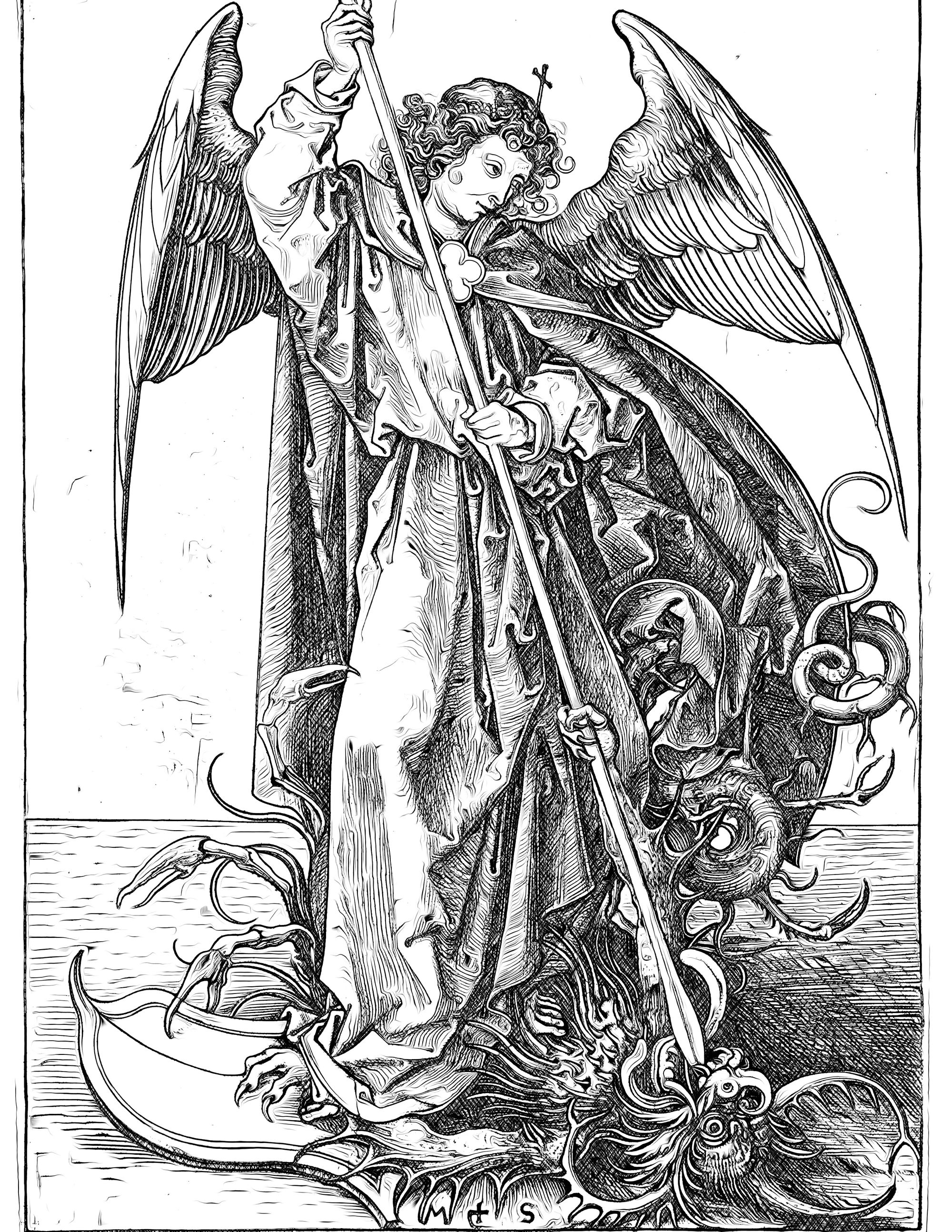The archangel michael piercing the dragon