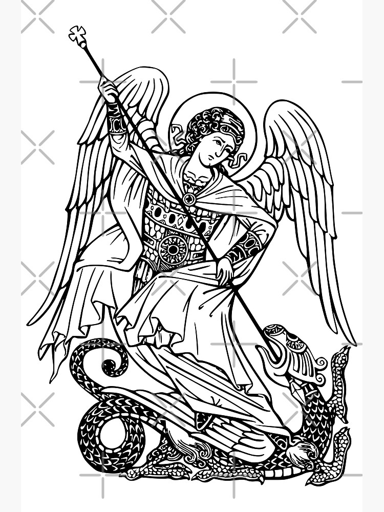 Saint michael archangel and the dragon poster for sale by lachataigne