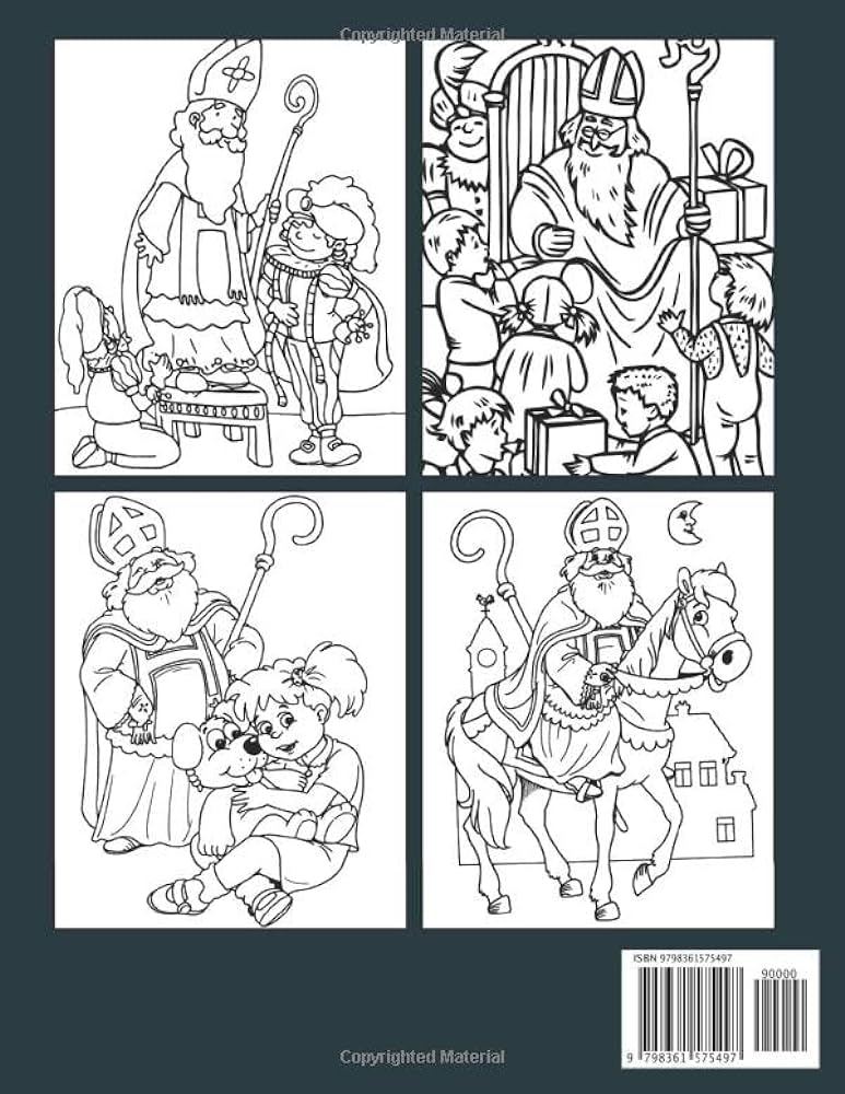 Saint nicholas day coloring book beautiful coloring pages for kids teens for relieve stress and relaxing perfect gifts on special occasions joy rainbow books