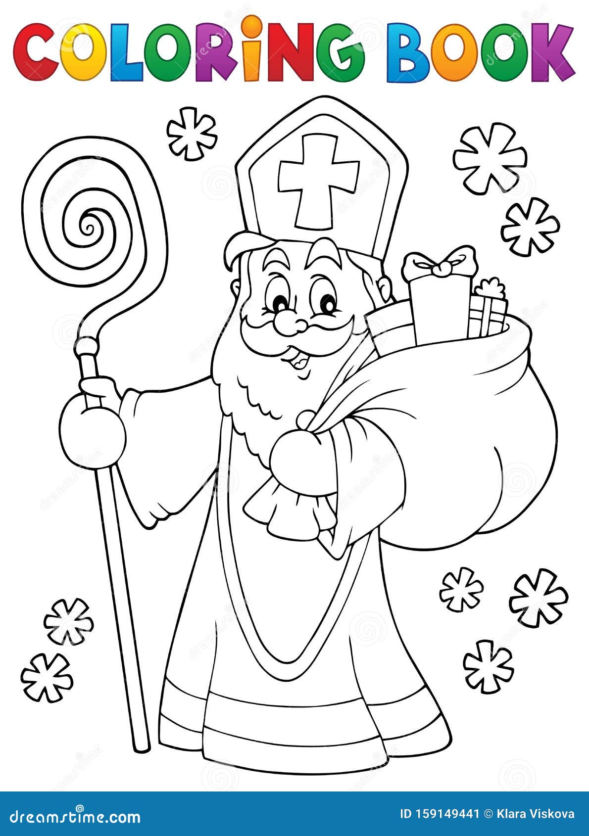 Coloring book saint nicholas topic stock vector