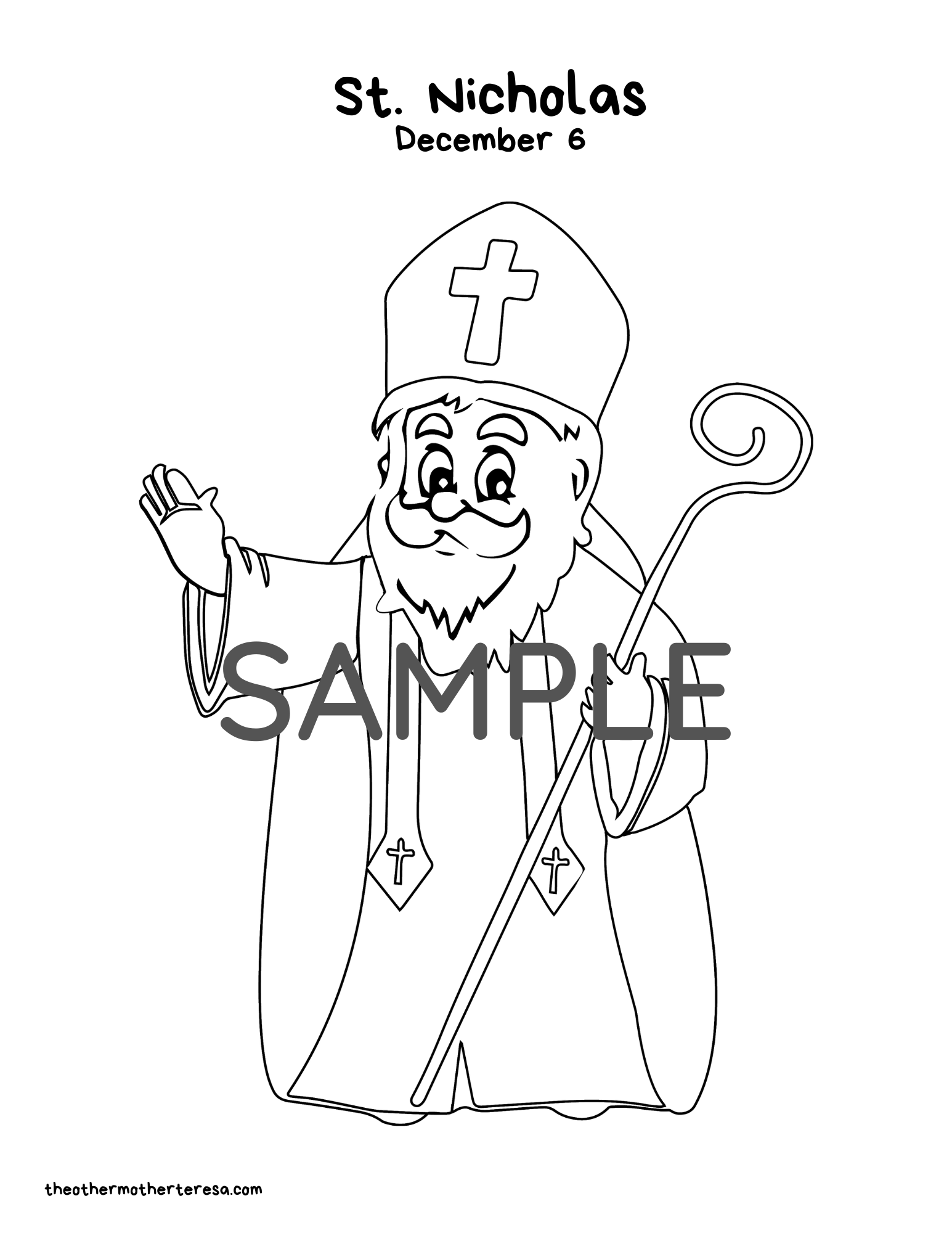 St nicholas coloring page â the other mother teresa