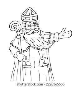 Saint nicholas day coloring page illustration stock vector royalty free