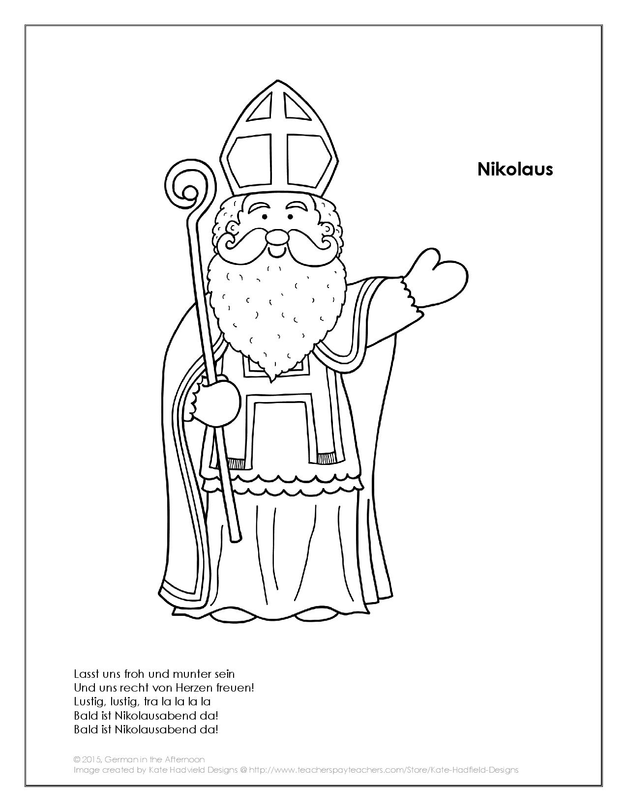 Nikolaus â free coloring page german in the afternoon activities