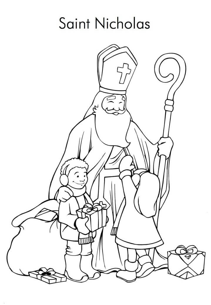 Children and saint nicholas fãrbung seite