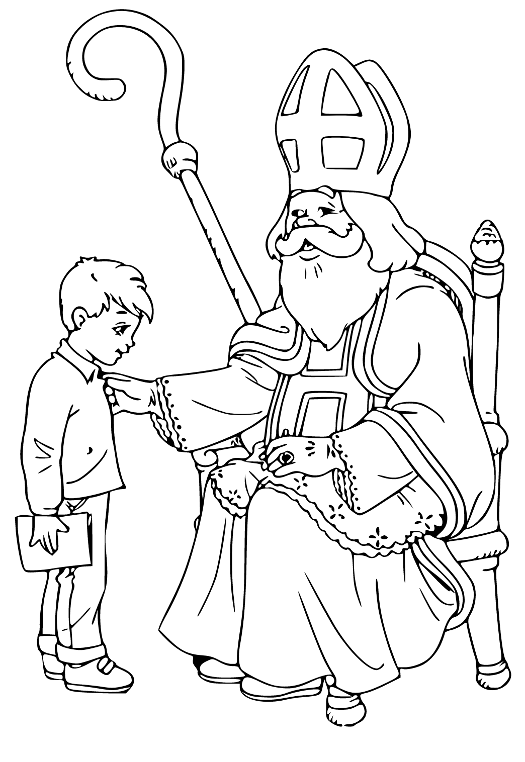 Free printable st nicholas meeting coloring page for adults and kids