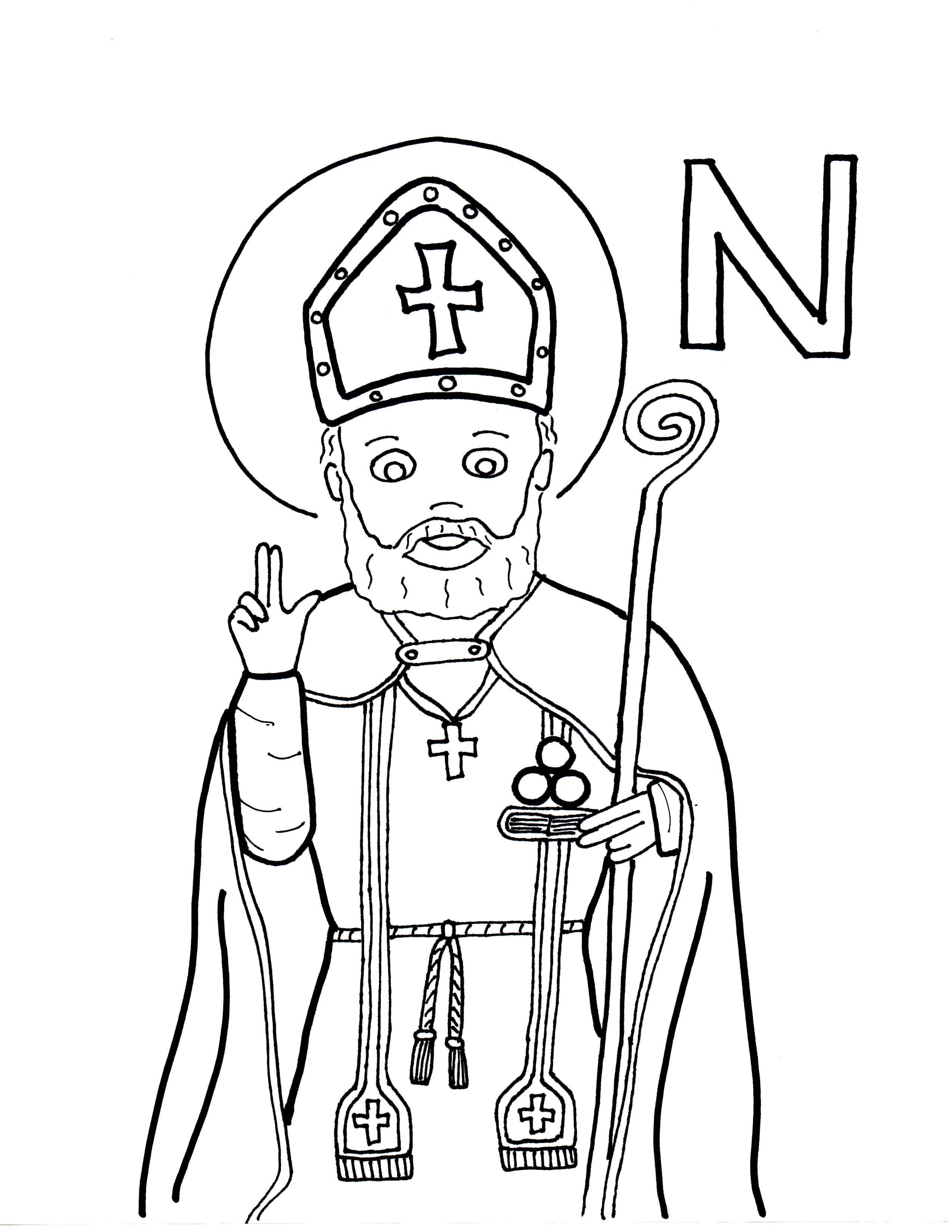 N is for st nicholas saints to color