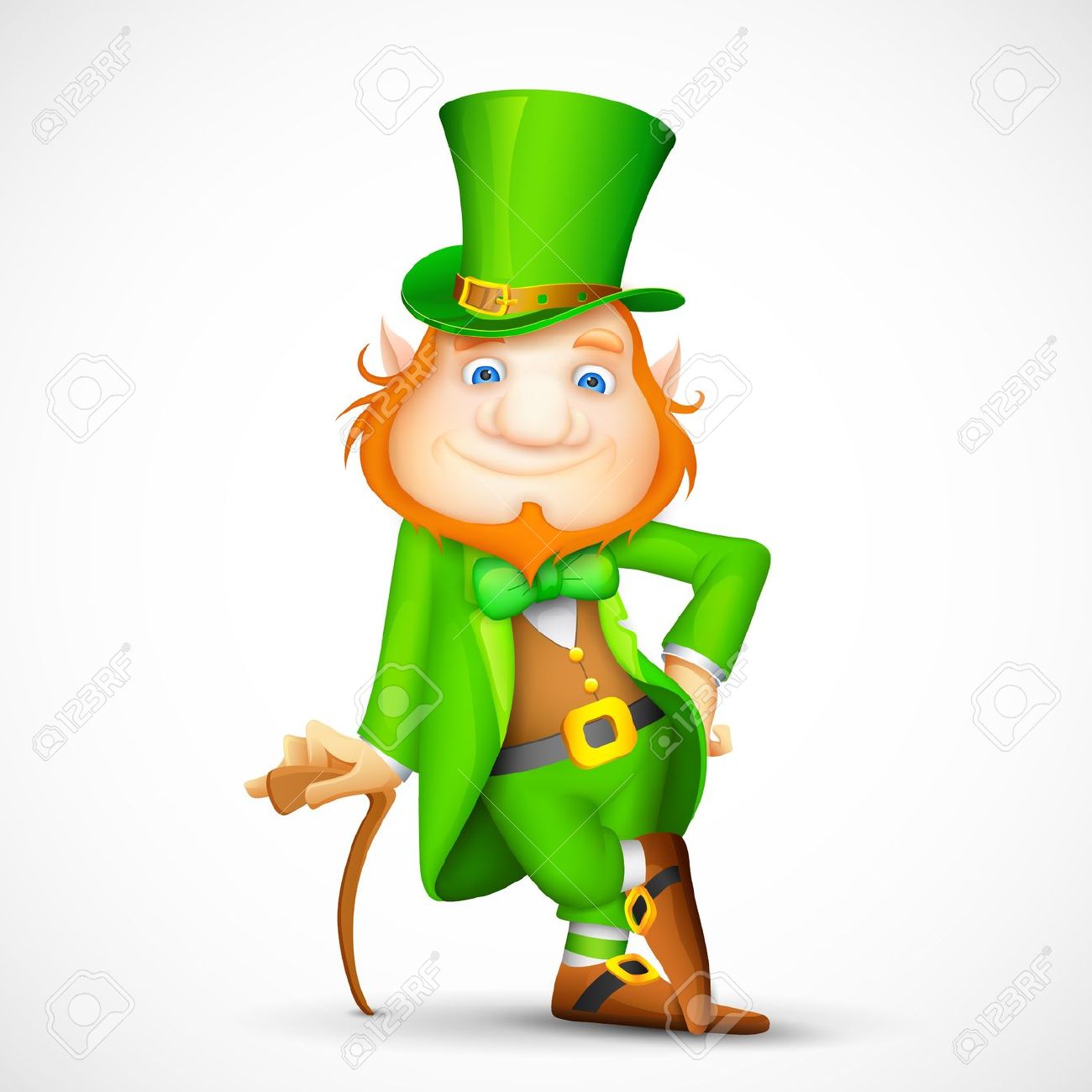Illustration of leprechaun with walking stick for saint patrick s day stock photo picture and royalty free image image