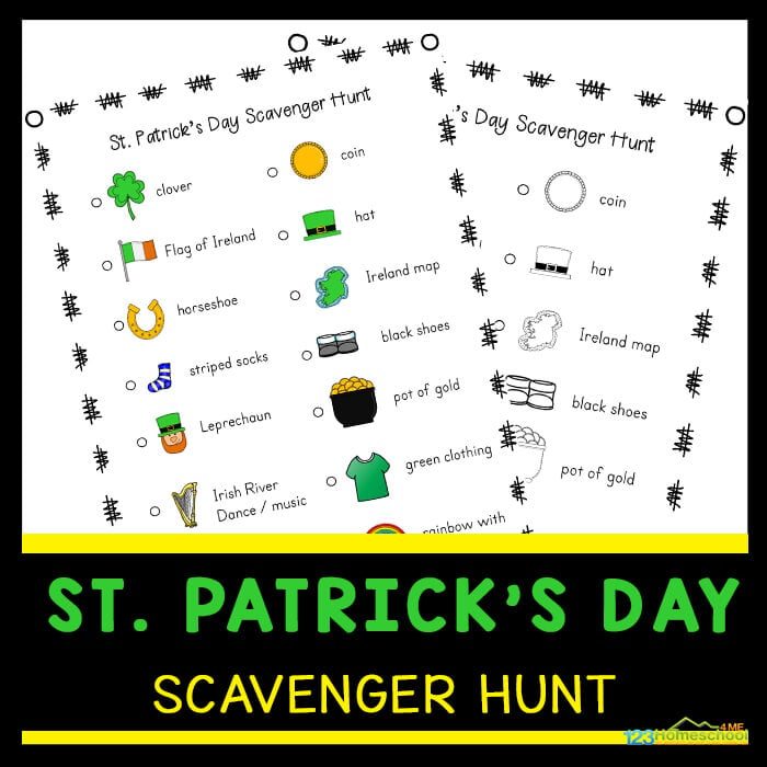 Ð free printable st patricks day scavenger hunt activities for kids