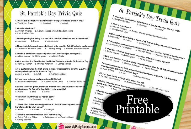 Free printable st patricks day trivia quiz