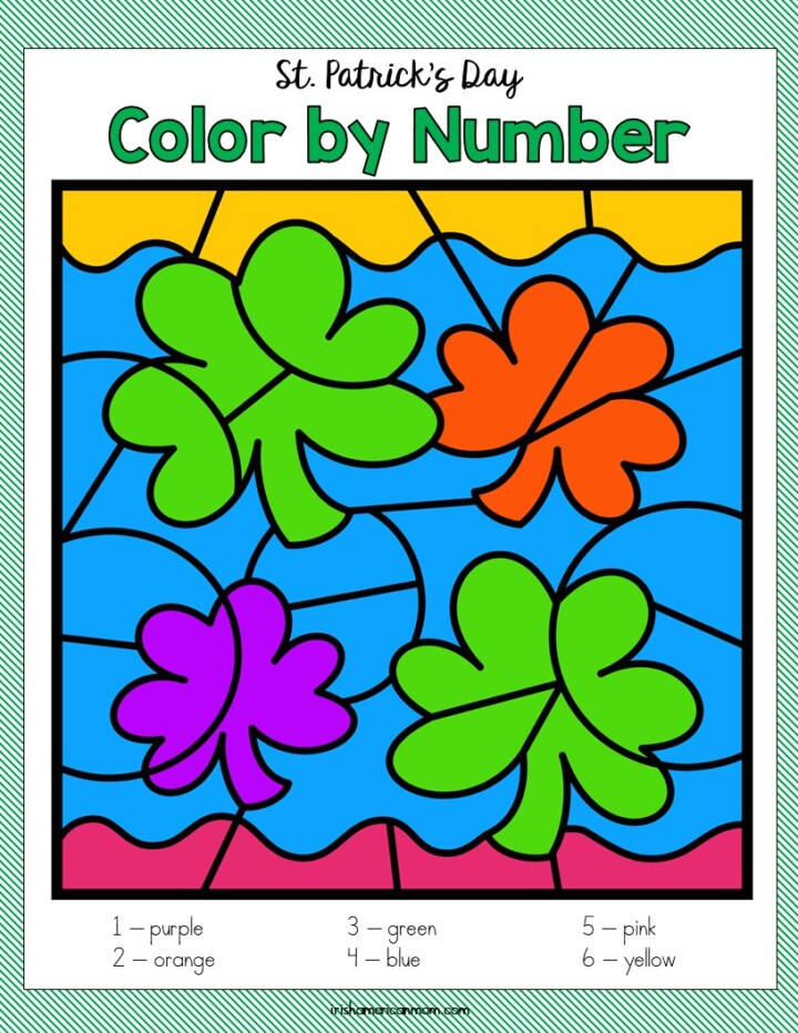 Irish themed color by number pages