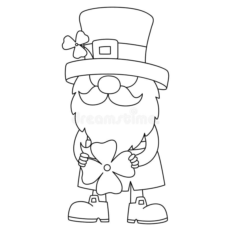 St patricks day gnome coloring page for kids stock vector