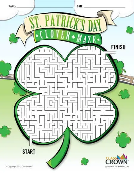 St patricks day clover maze