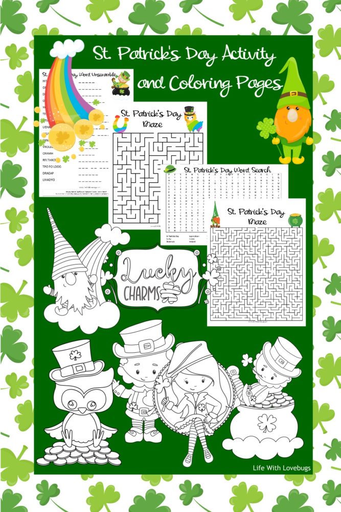 St patricks day activity and coloring pages for kids