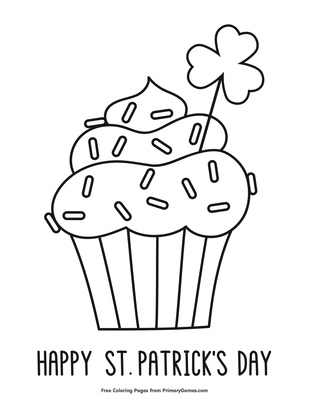 St patricks day cupcake coloring page â free printable pdf from