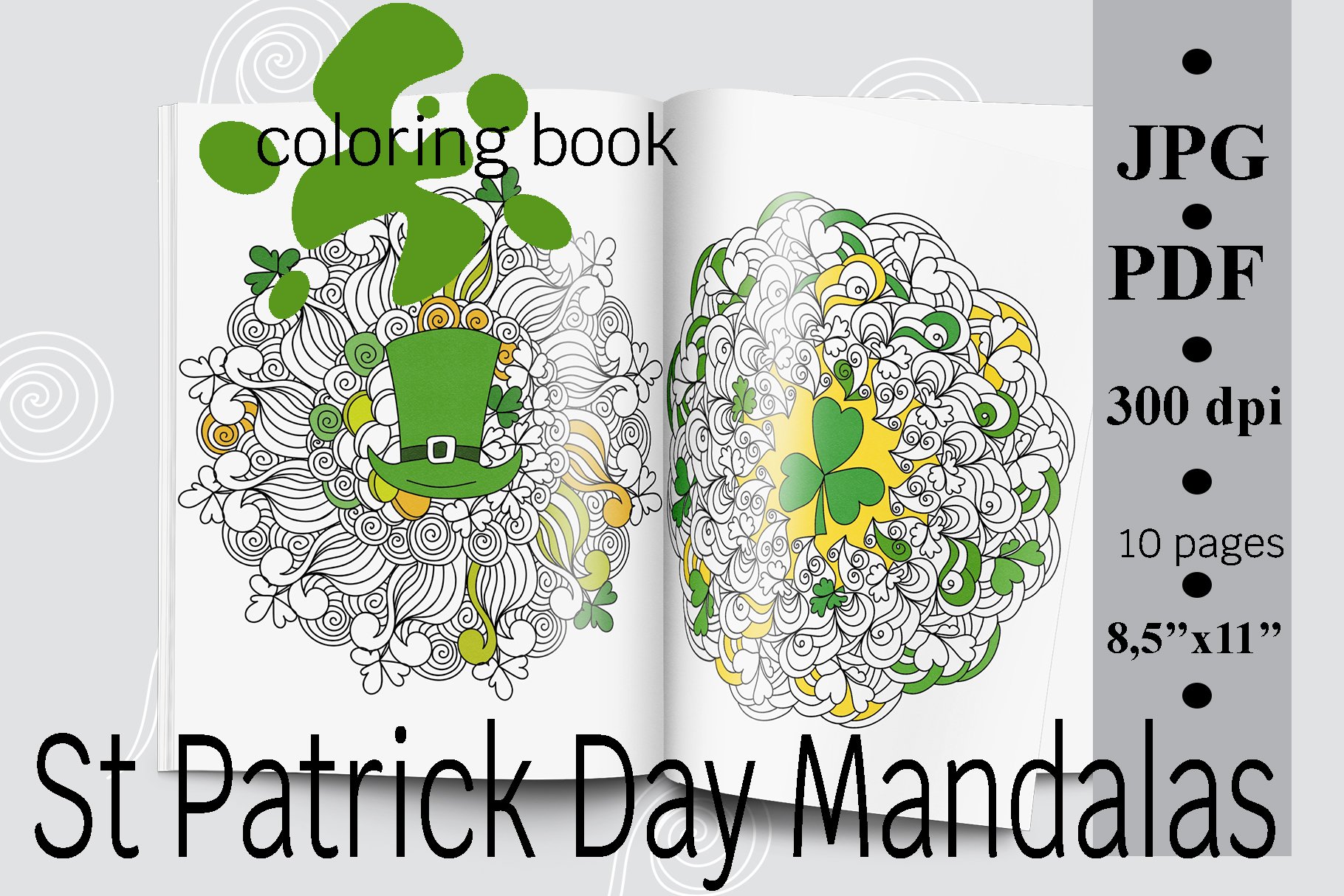 St patrick day mandalas coloring book printable pdf