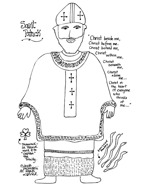 Paper dali saint patrick free coloring page and unit study